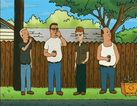 The Gang Standing And Drinking In Front Of The Fance - King Of The Hill GIF - King Of The Hill ...