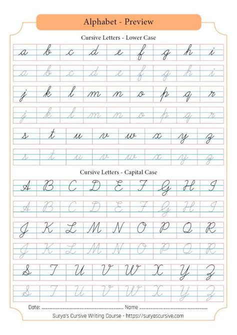 Alphabet in Cursive Writing | SuryasCursive.com | Cursive writing ...