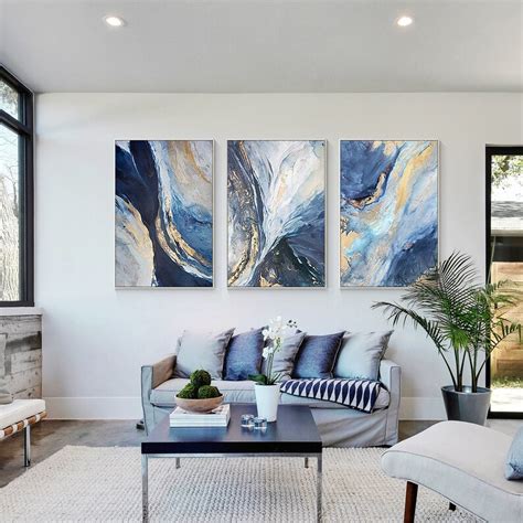 Blue and Gold Wall Artframed Wall Art Set3 Piece Wall Art - Etsy