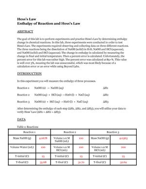 Decomposition of Hydrogen Peroxide Lab Report - Decomposition of Hydrogen Peroxide Lab Report ...