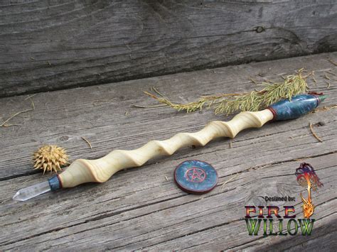 15-1/2 Handmade Pine Wand With Clear Quartz Tip and Ruby - Etsy