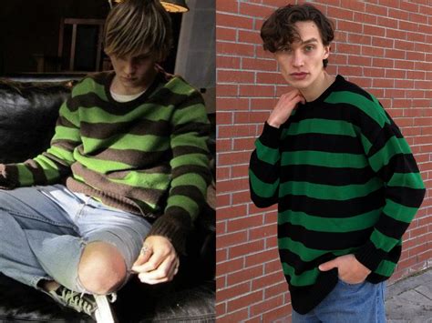 Tate Langdon Sweater, Evan Peters Sweater, Striped Sweater, Green and ...