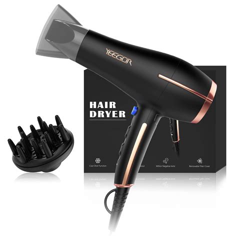 Ionic Blow Dryer with Diffuser | Professional Hair Dryer 1875W | Low Noise, Concentrator, 2 ...