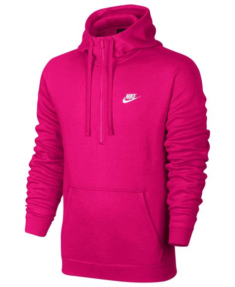 Nike Fleece Half-zip Hoodie in Pink for Men - Lyst