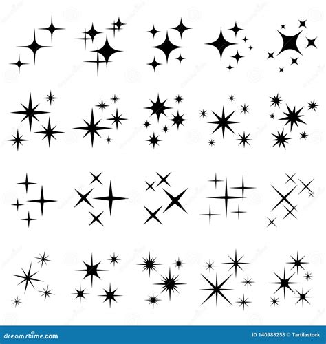 Shiny Sparks Silhouettes. Twinkle Star Particles, Glitter Sparkles and ...