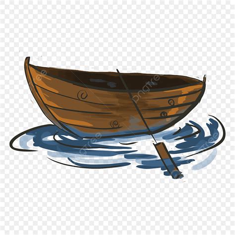 Wooden Boat Hd Transparent, Cartoon Wooden Boat Illustration, Boat, Wooden Boat, Blue Lake PNG ...