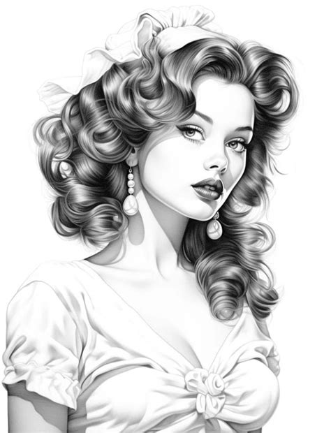 Pin by Nathalie Brouwers on Dessins | Grayscale coloring, Body image art, Vintage pin up