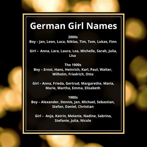 Most Famous German Girl Names for each 20s from 1900 | German names ...