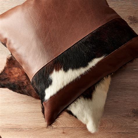 Dual Leather Cowhide Pillow Cushion · Brown by Capra Leather