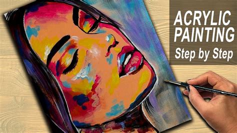 Acrylic Painting Tutorial Abstract | Colorful Woman Portrait | Easy ...