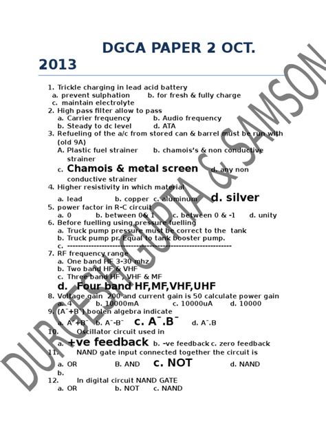 Dgca Paper 2 Oct.: D. Silver | PDF | Screw | Power Inverter