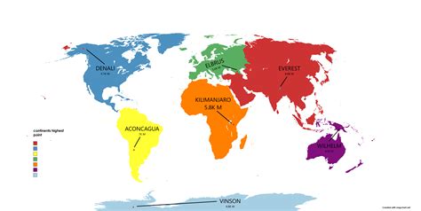 The Highest Point In Each Continent : r/MapPorn