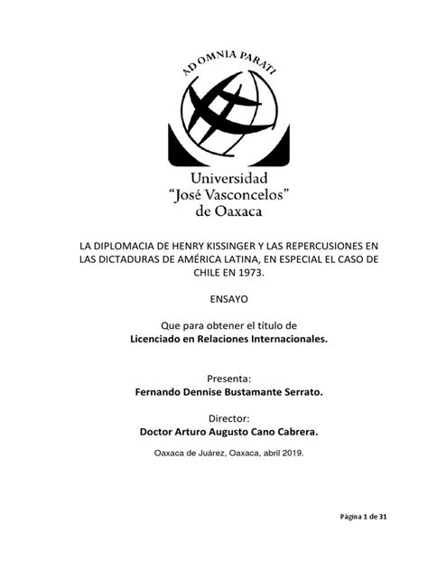 La Diplomacia de Henry Kissinger y Las Repercusiones en Las Dictaduras de América Latina, en ...