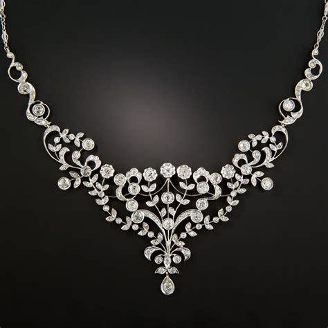 Edwardian Style Diamond Bib Necklace - Antique & Vintage Necklaces ...