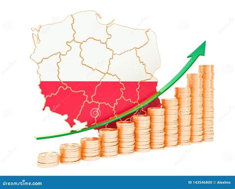 Economic Growth in Poland Concept, 3D Rendering Stock Illustration ...