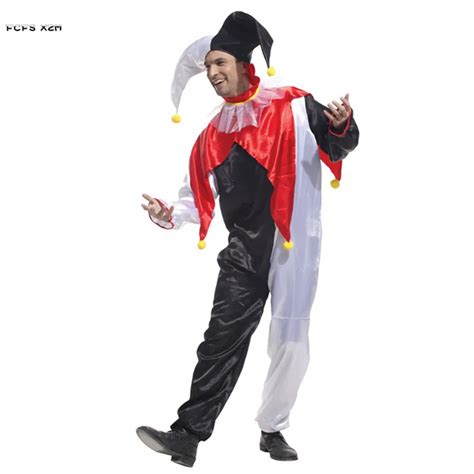 Adult Halloween Droll Joker Costumes For Men Circus Clown Cosplays ...