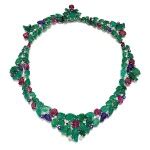 Gem set and diamond necklace, 1950s | The Family Collection of the late Countess Mountbatten of ...