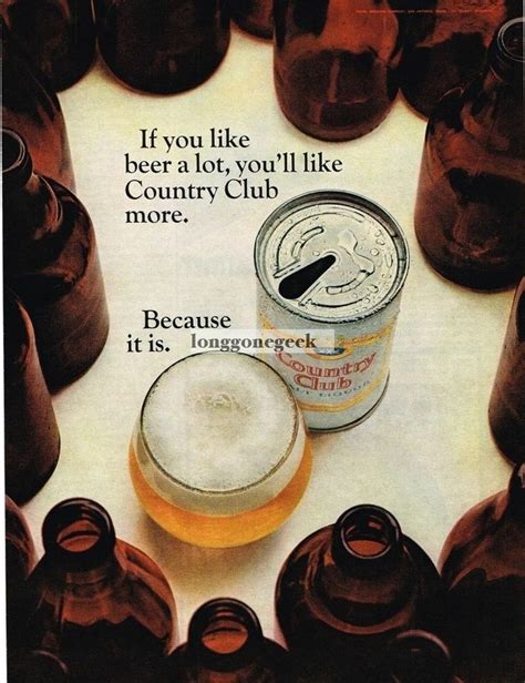 1967 COUNTRY CLUB Malt Liquor Can Surrounded by Empty Beer Bottles ...