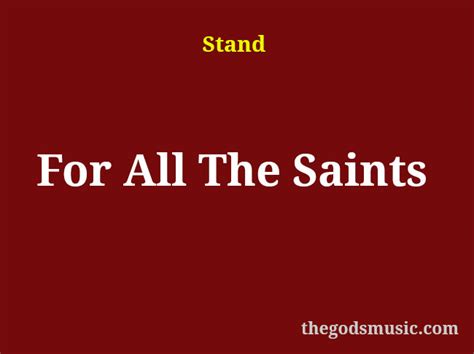 For All The Saints Christian Song Lyrics