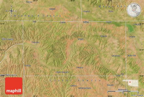 Satellite Map of Dewey County