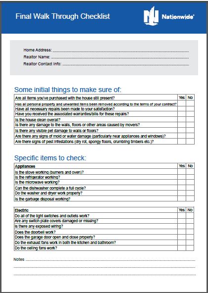 🏠 Final Walk Through Checklist for New Homeowners