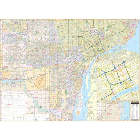 Detroit & Wayne County, Michigan Wall Map by Kappa - The Map Shop