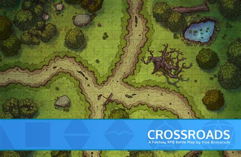 Forest Crossroads - D&D Map for Roll20 And Tabletop - Dice Grimorium