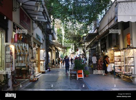 Plaka Athens Greece Tourists Shopping Stock Photo - Alamy