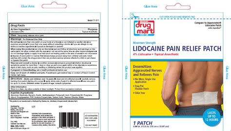 BUY Lidocaine (Discount Drug Mart Pain Relief Patches) 4 g/100g from ...