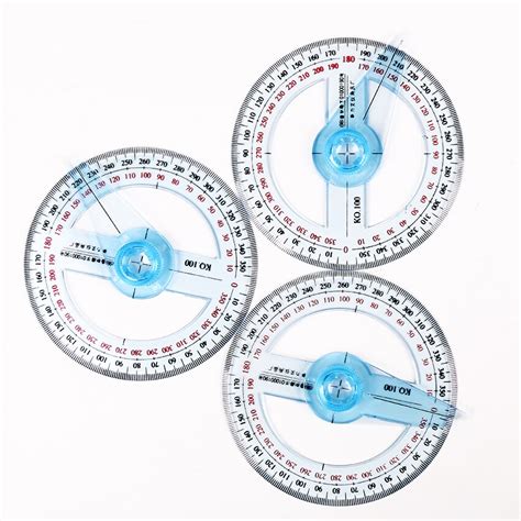 1PC Circular 10cm Transparent Plastic 360 Degree Pointer Protractor ...