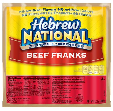 Hebrew National Beef Franks, Hot Dogs, 12 OZ - Walmart.com - Walmart.com