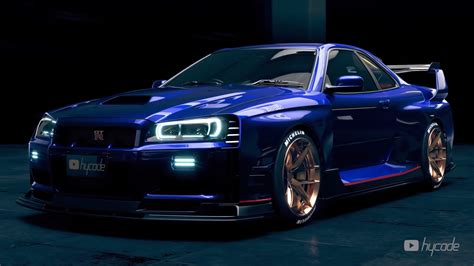 R34 Nissan GT-R Looks Like a Nismo Supercar in Glossy Widebody Rendering - autoevolution