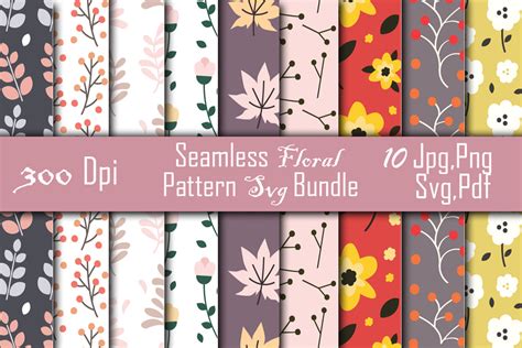 Seamless Floral Pattern Svg Bundle Graphic by Creative Design Store ...