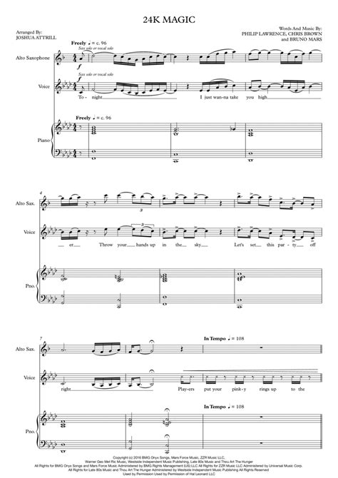 24k Magic By Philip Lawrence, Chris Brown, And Bruno Mars - Digital Sheet Music For - Download ...