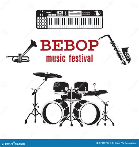 Vector Set of Bebop Jazz Music Instruments, Flat Design. Stock Vector ...