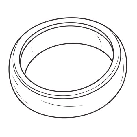 Simple Illustration Of A Round Shaped Wedding Ring Outline Sketch Drawing Vector, Wedding Ring ...