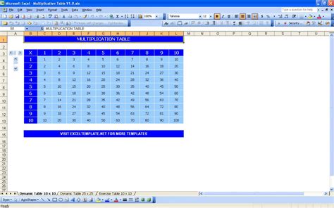 Multiplication Table | Excel Templates