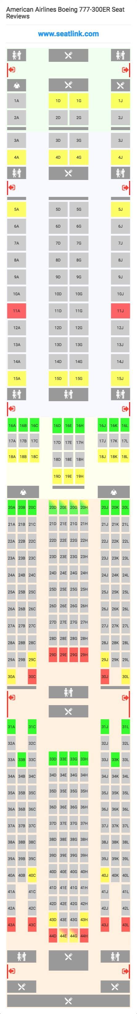 American Airlines Boeing 777-300ER (77W) Seat Map | Delta airlines ...