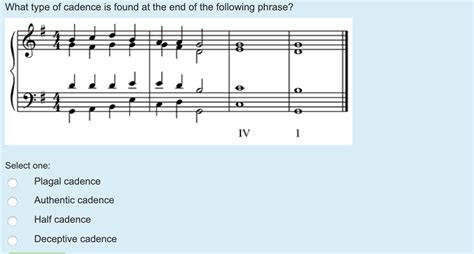 What type of cadence is found at the end of the | Chegg.com