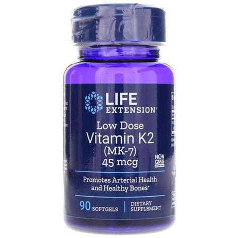 Vitamin K2 Supplement Dosage - Vitamin K2 (MK-7) Low Dose 45 Mcg, Life Extension - The missing ...