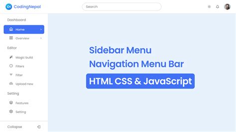 Responsive Side Navigation Bar In Html Css Javascript Responsive Sidebar Menu For Mobile ...