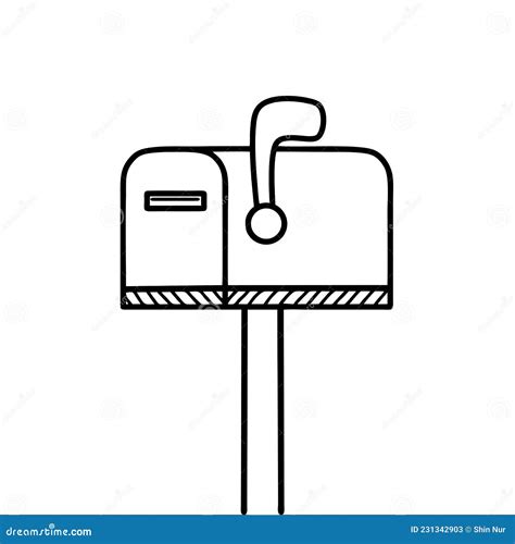 Illustration of a Mailbox Icon. Vector Black Line Style Stock Vector - Illustration of sign ...