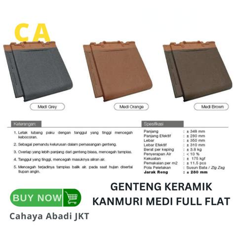 Jual GENTENG KERAMIK KANMURI MEDI FULL FLAT - Jakarta Pusat - CAHAYA ABADI JKT | Tokopedia