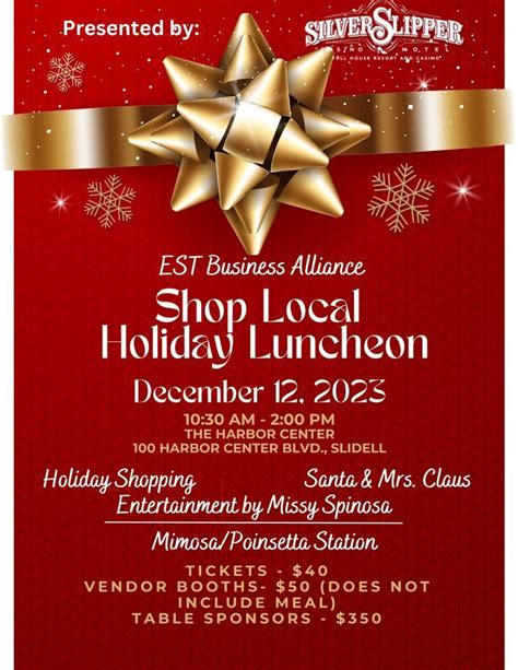 Shop Local Holiday Luncheon, The Harbor Center, Slidell, December 12 2023 | AllEvents.in