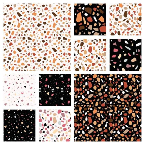 Set of terrazzo seamless patterns. Terrazzo floor pattern. Terrazzo ...