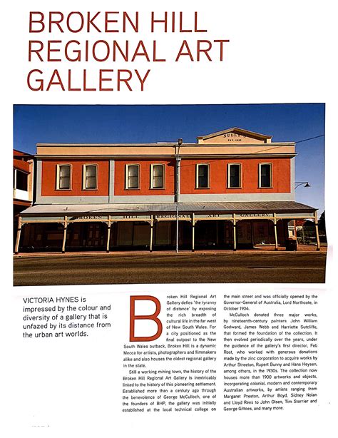 Arts Writer Victoria Hynes | Broken Hill Gallery - 'Australian Art Review'