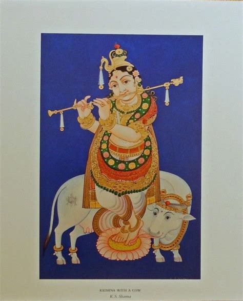 Krishna with a Cow. by Artist K. S. Sharma. *Sacred Art* | Mysore ...