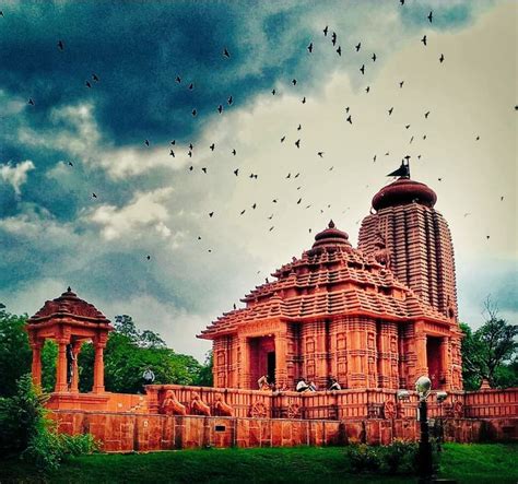 birds flying over an old building in india