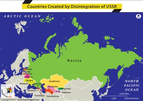 Map of Countries which formed erstwhile USSR - Answers