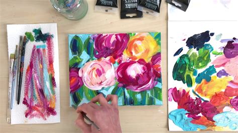 How to Paint Loose Abstract Flowers with Acrylic Paint on Canvas ...